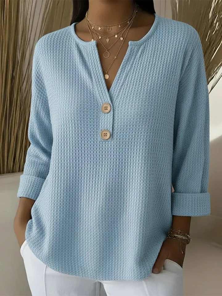 Textured Button Henley Top