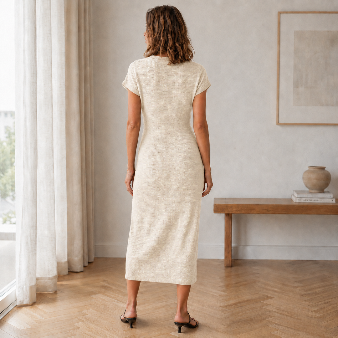 Ribbed Knotted Midi Dress