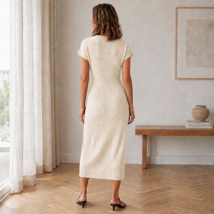 Ribbed Knotted Midi Dress