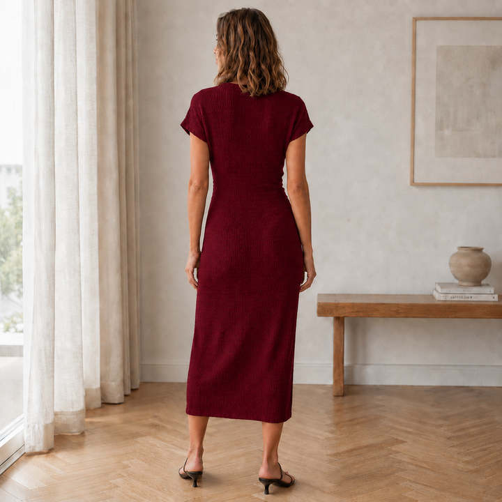Ribbed Knotted Midi Dress