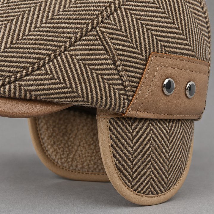 Vintage Herringbone Flat Cap
