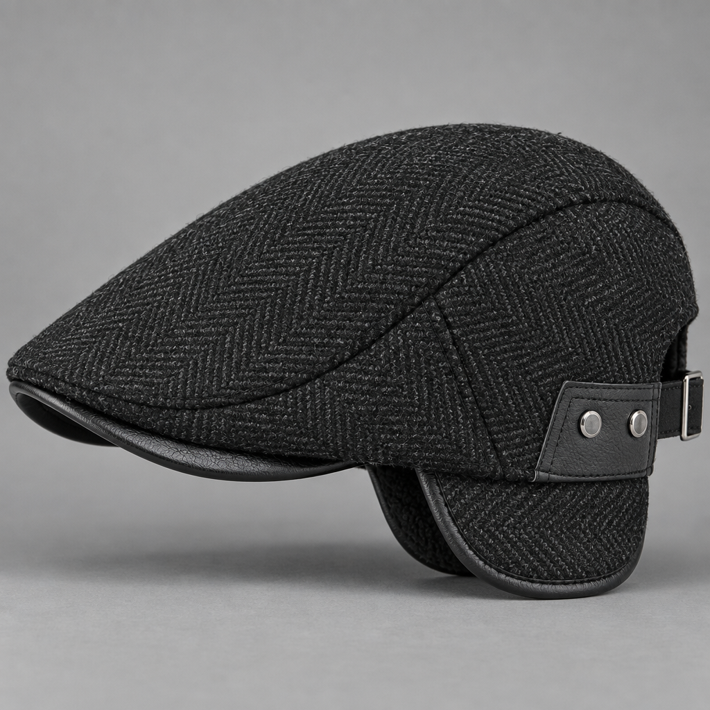 Vintage Herringbone Flat Cap
