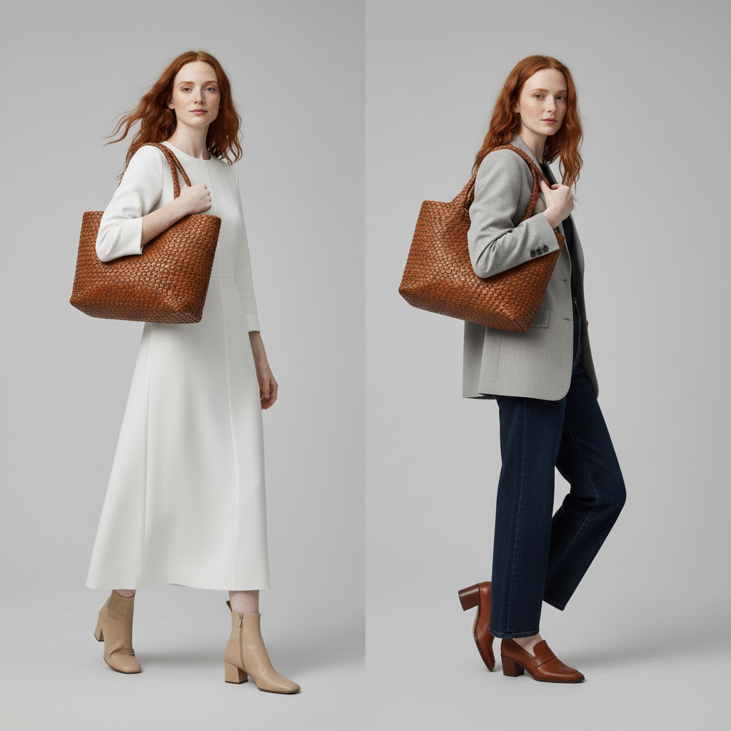 Handwoven Leather Tote Bag
