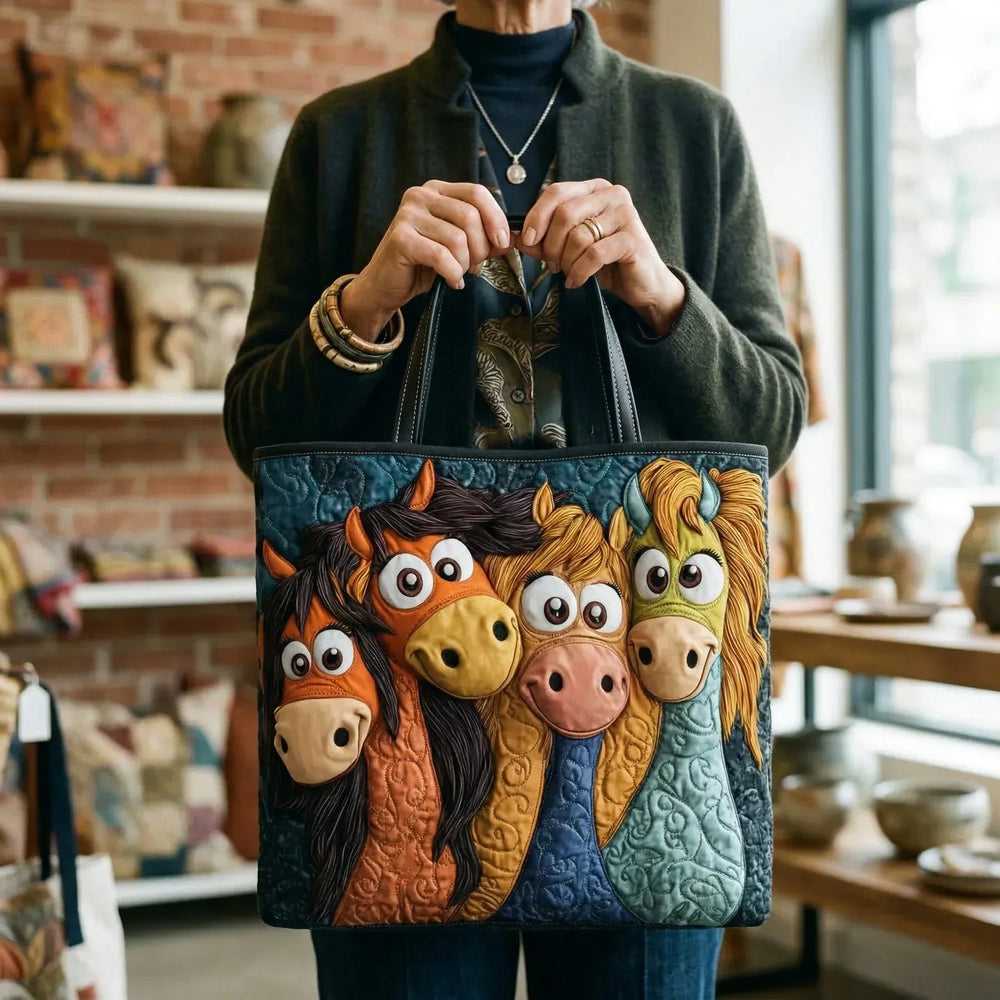 Playful Ponies Handmade Tote Bag