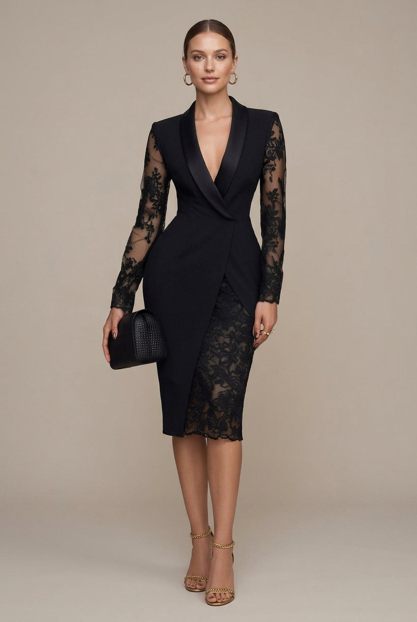 Tailored Lace Sleeve Dress