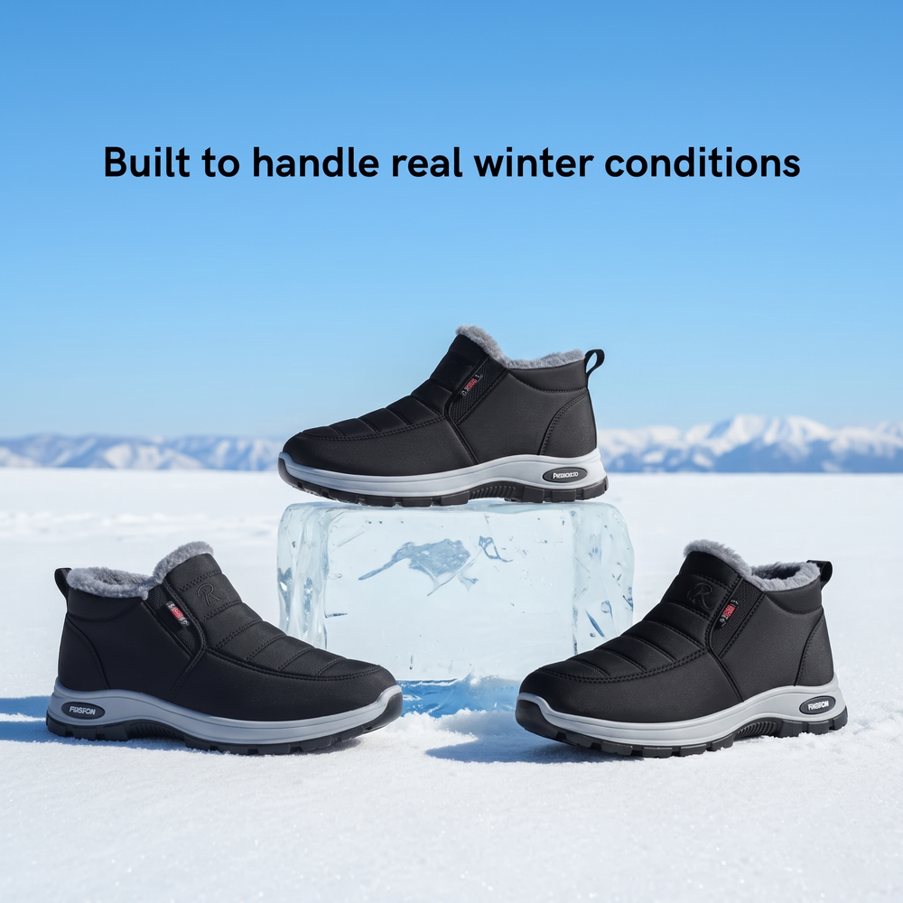 Quilted Waterproof Slip-On Ankle Boots Black