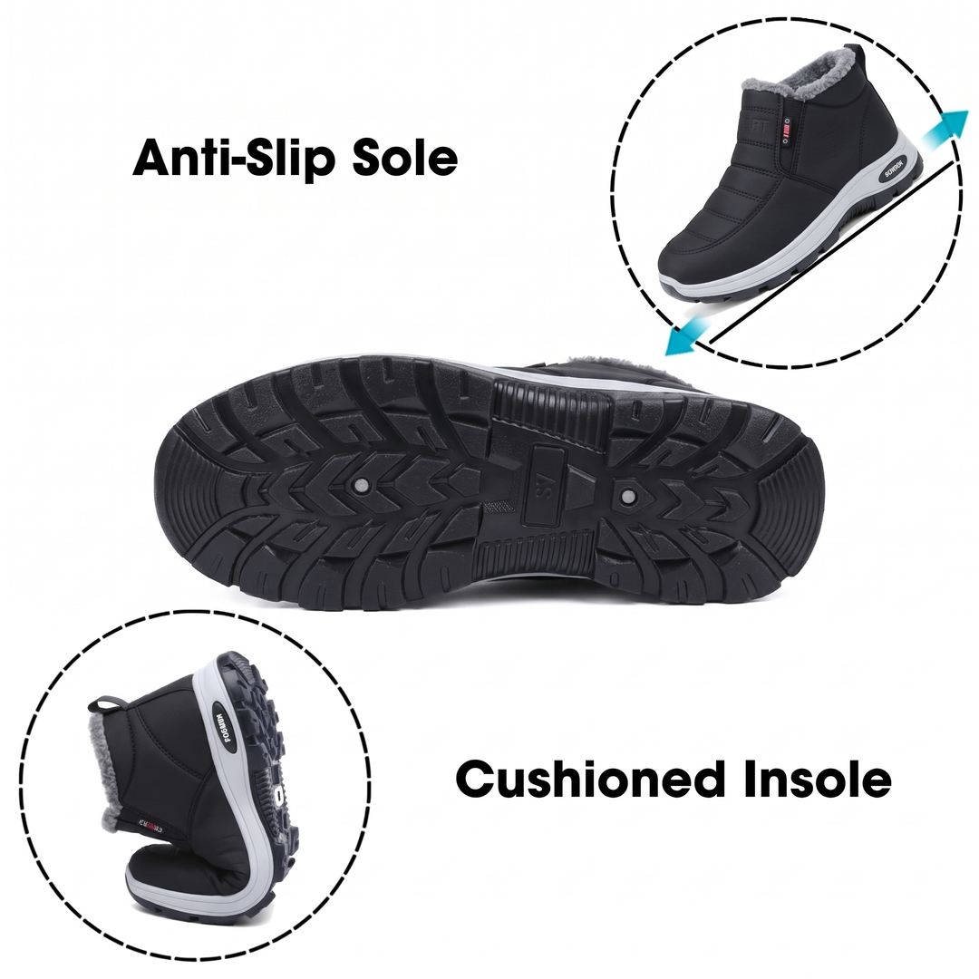 Quilted Waterproof Slip-On Ankle Boots Black