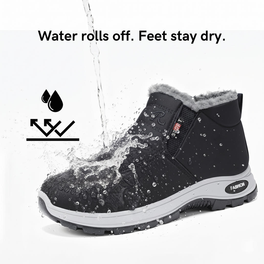 Quilted Waterproof Slip-On Ankle Boots Black