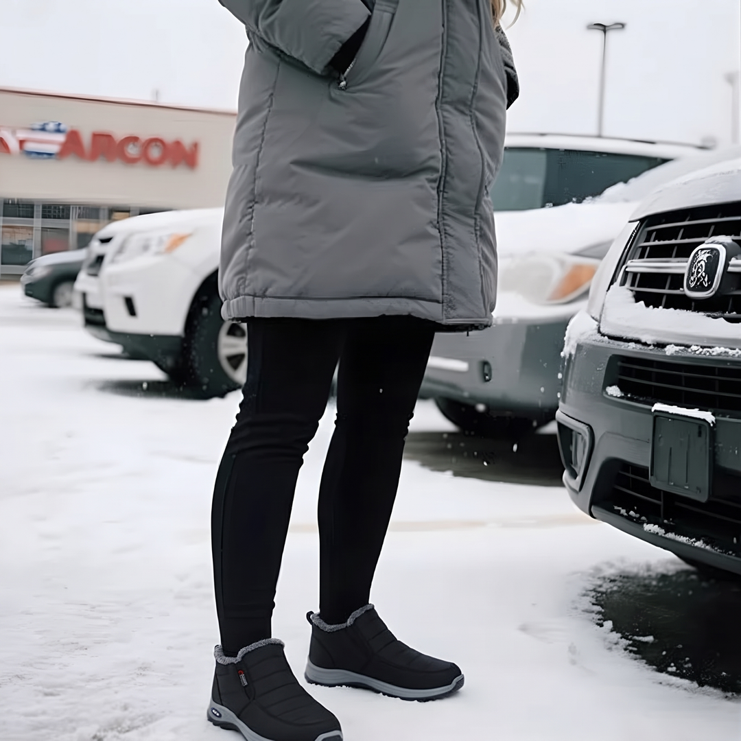 Quilted Waterproof Slip-On Ankle Boots Black