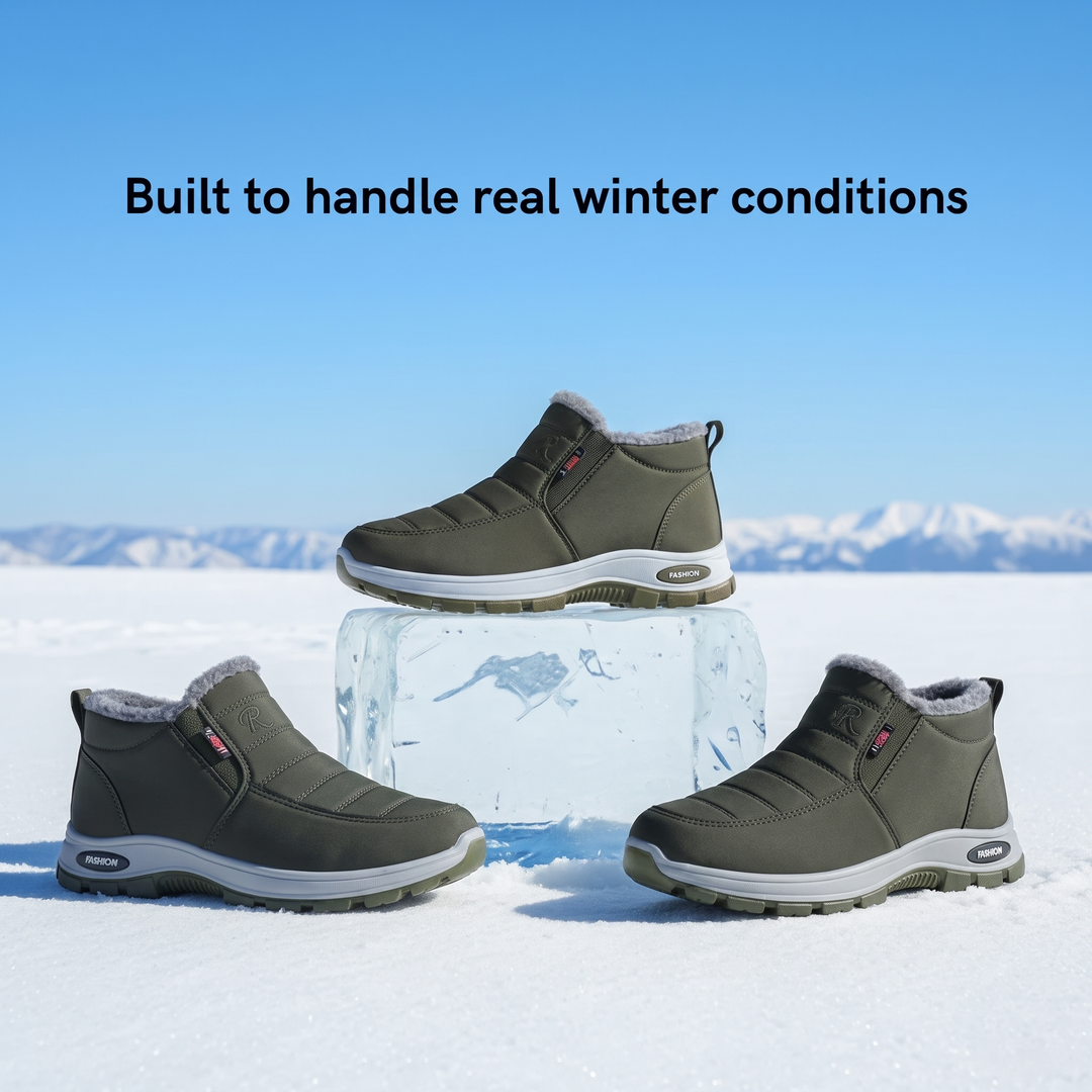 Quilted Waterproof Slip-On Ankle Boots Green