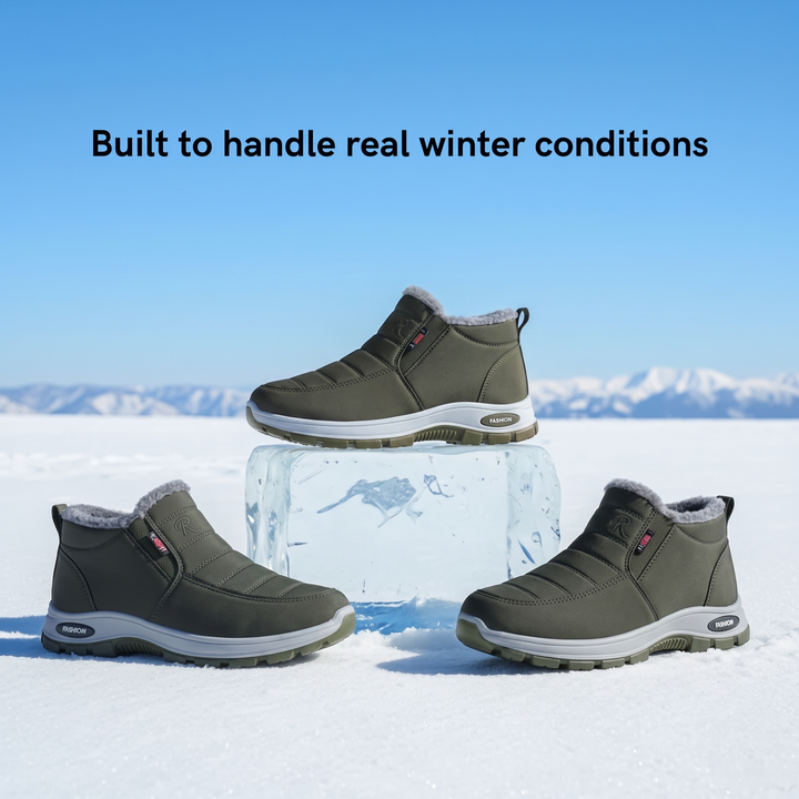 Quilted Waterproof Slip-On Ankle Boots Green