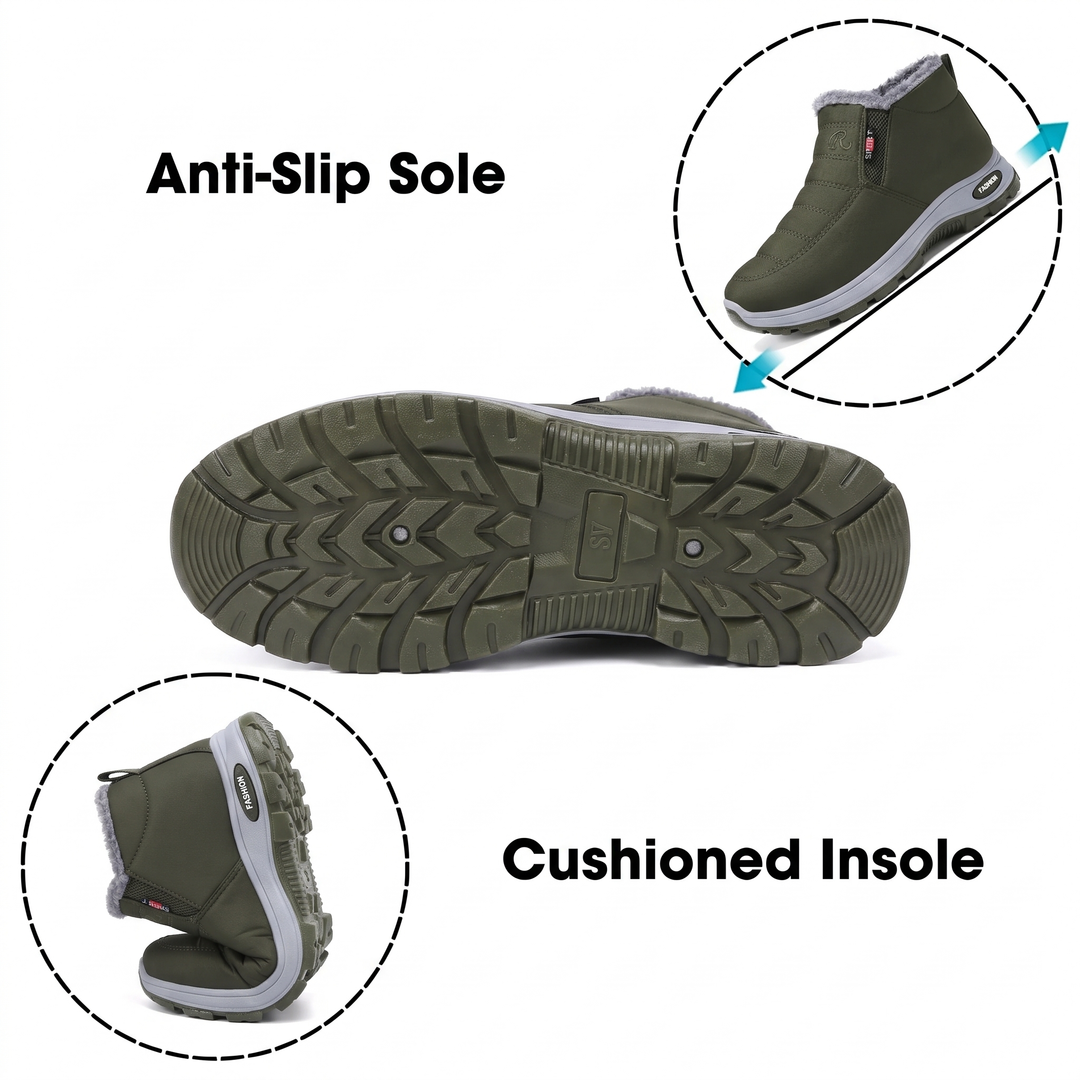Quilted Waterproof Slip-On Ankle Boots Green