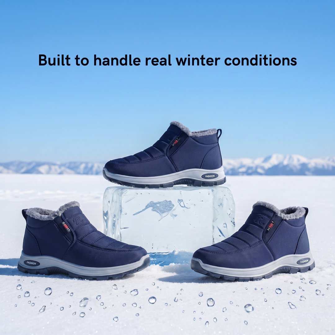 Quilted Waterproof Slip-On Ankle Boots Blue