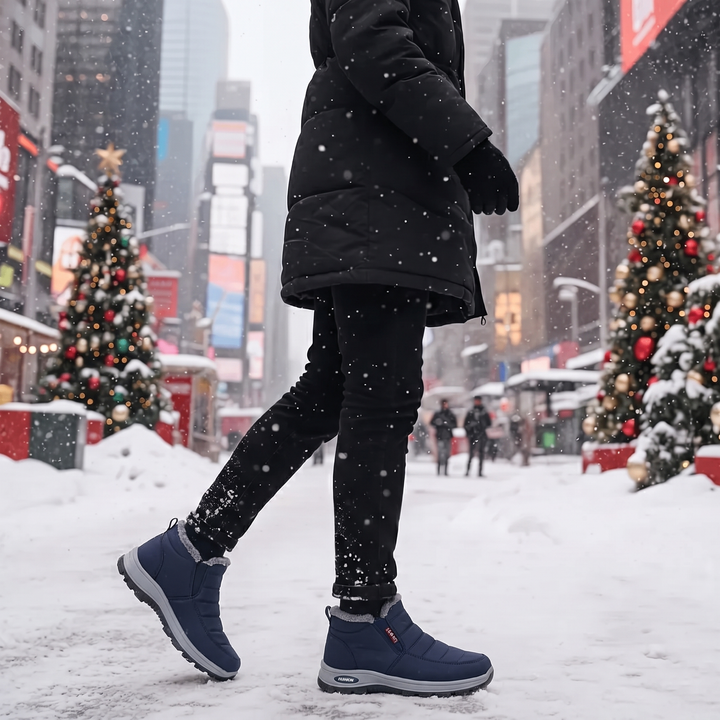 Quilted Waterproof Slip-On Ankle Boots Blue