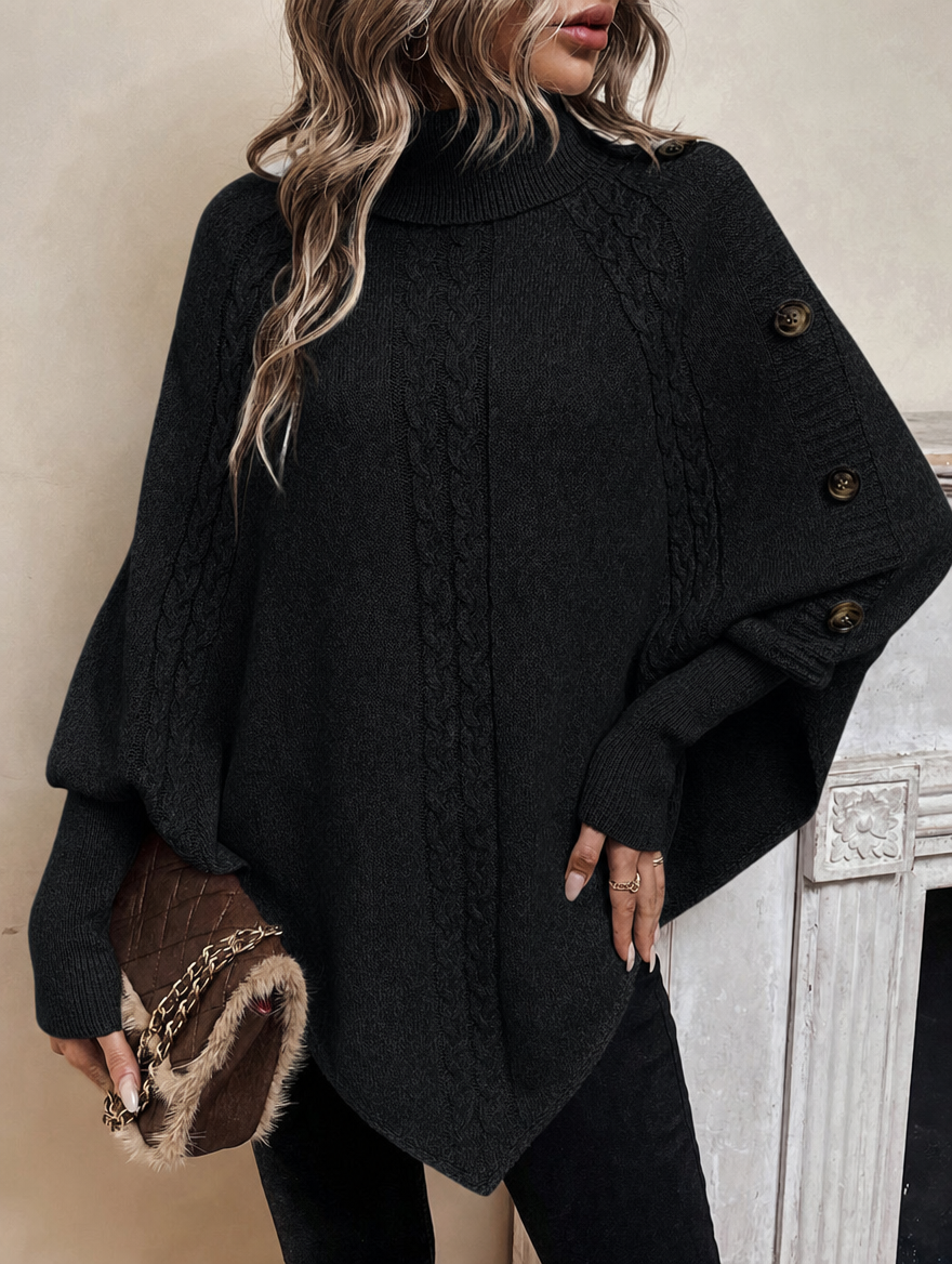 Cable Knit Batwing Poncho Sweater