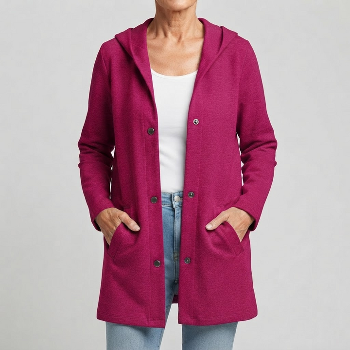 Hooded Knit Cardigan with Buttons