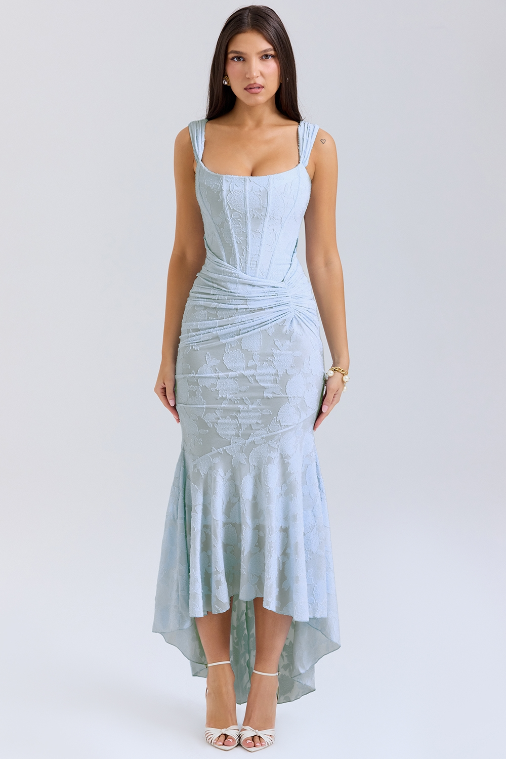Lace and Draped Maxi Dress