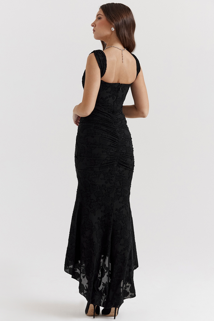 Lace and Draped Maxi Dress