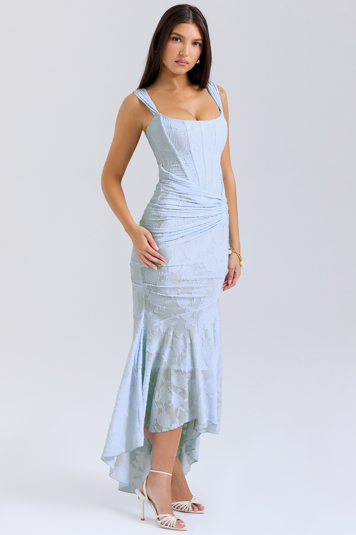 Lace and Draped Maxi Dress