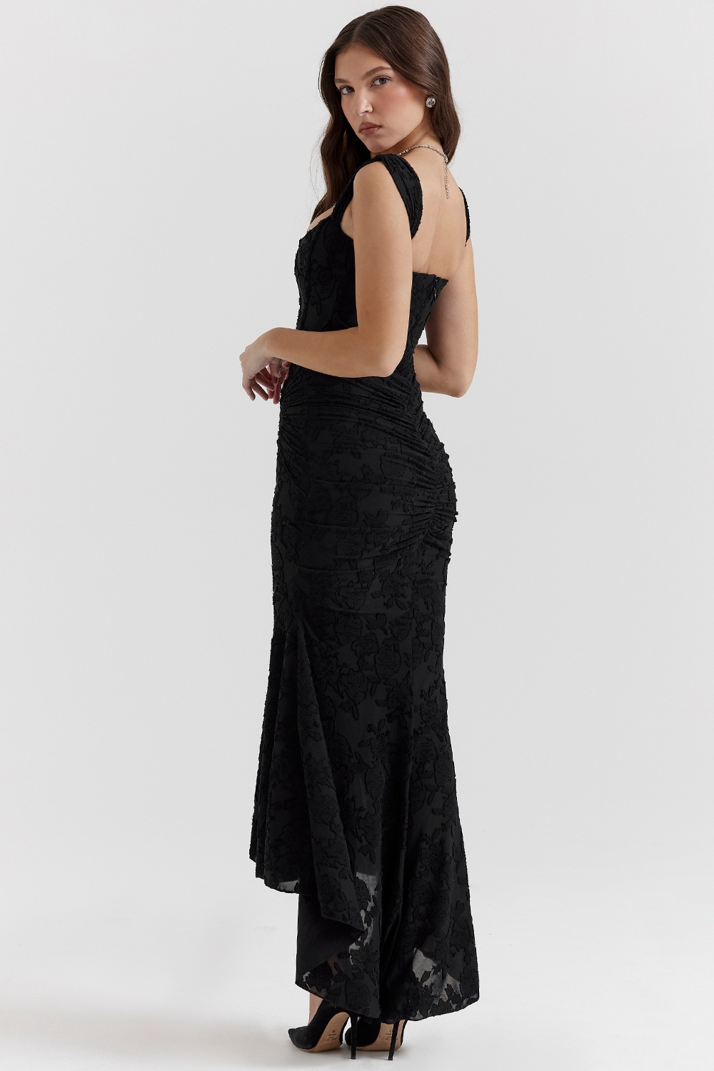 Lace and Draped Maxi Dress