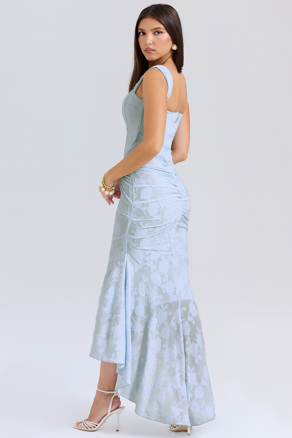 Lace and Draped Maxi Dress