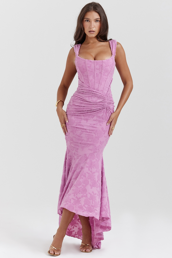 Lace and Draped Maxi Dress