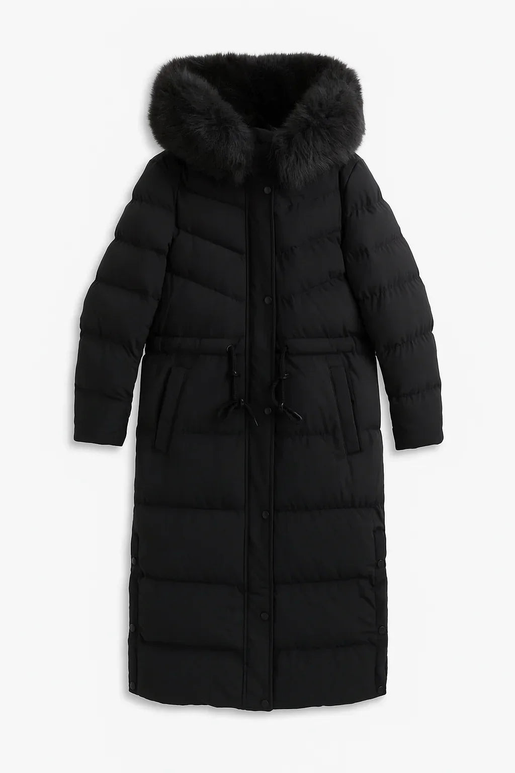 Fur Hooded Longline Winter Coat