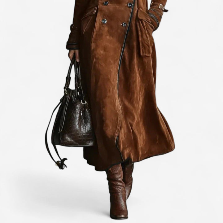 Long Suede Trench Coat