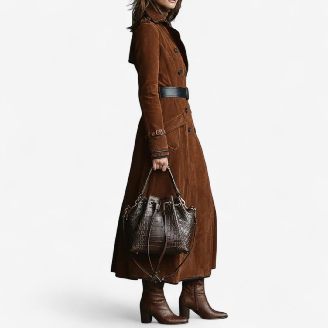 Long Suede Trench Coat