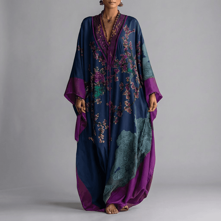 Plum Blossom Batwing Maxi Dress
