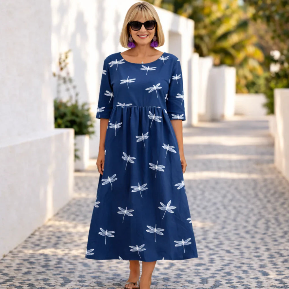 Dragonfly Tummy Coverage Midi Dress