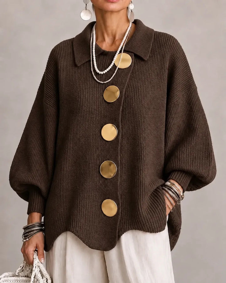Oversized Collared Button Cardigan Karina