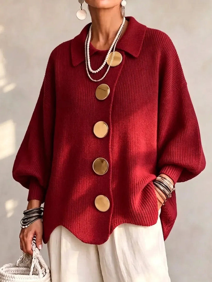 Oversized Collared Button Cardigan