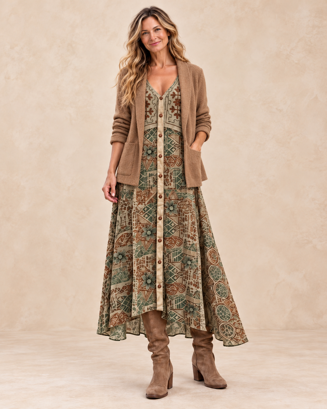 Botanical Print Maxi Dress