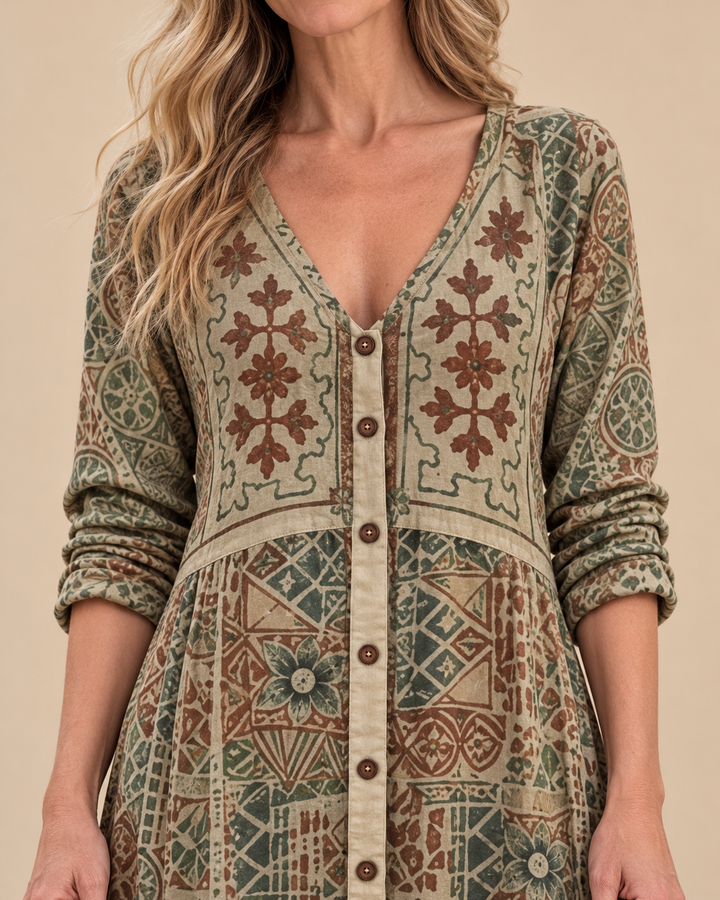 Botanical Print Maxi Dress