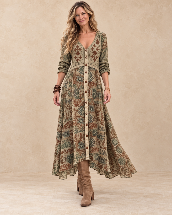 Botanical Print Maxi Dress