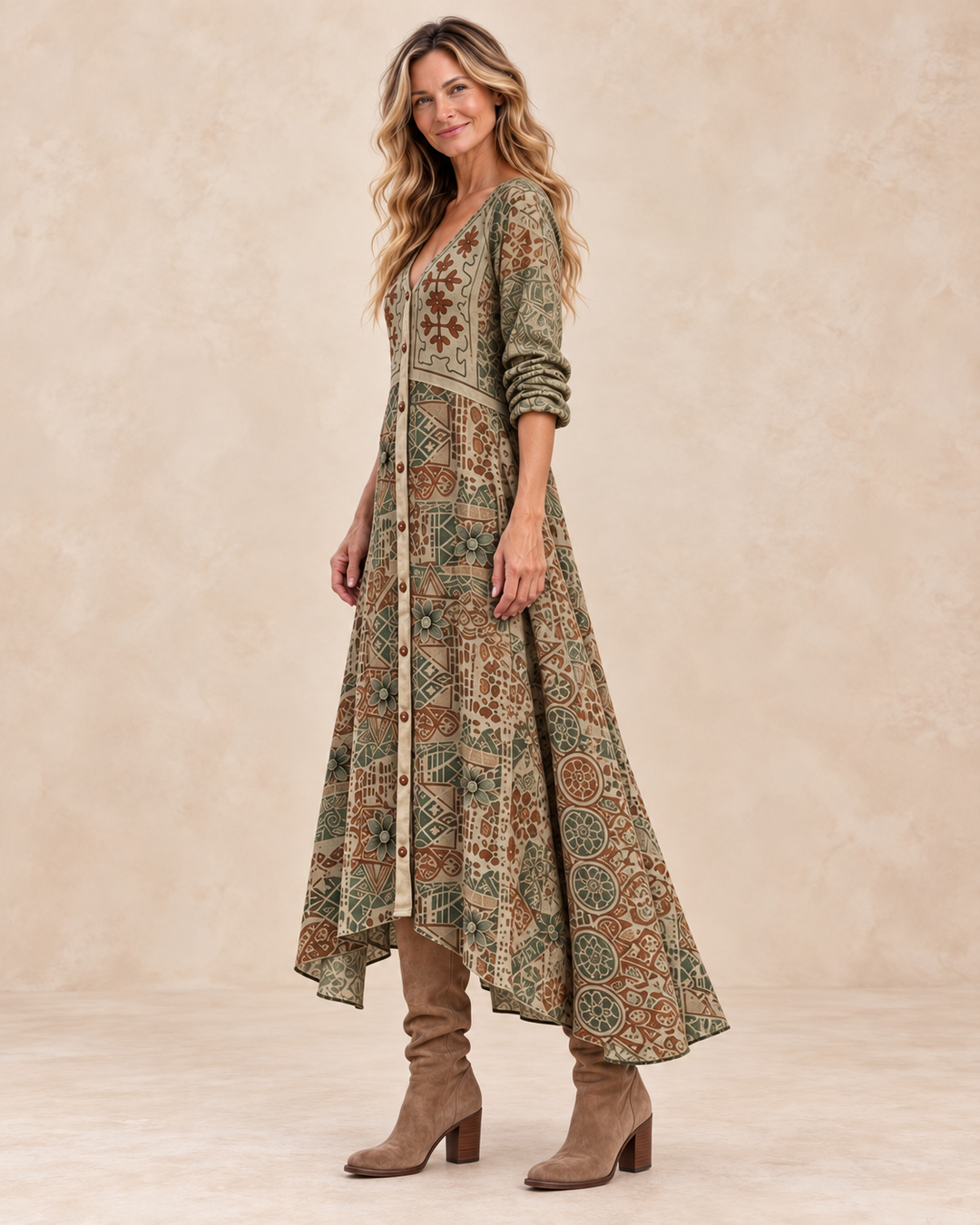 Botanical Print Maxi Dress