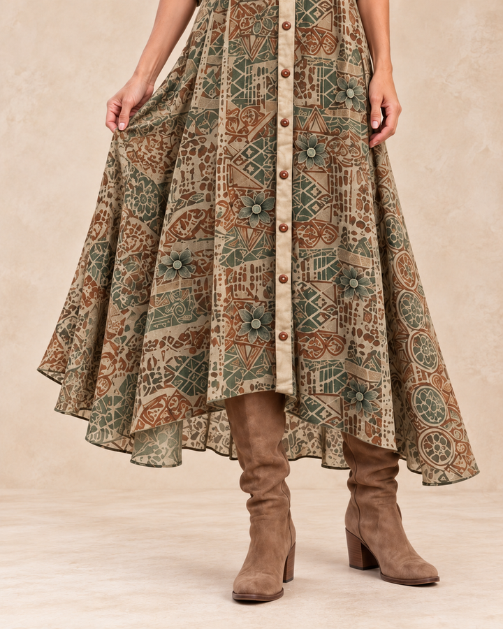 Botanical Print Maxi Dress