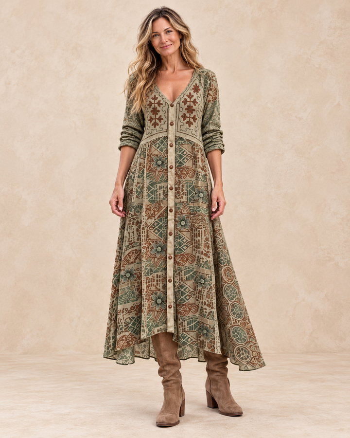 Botanical Print Maxi Dress