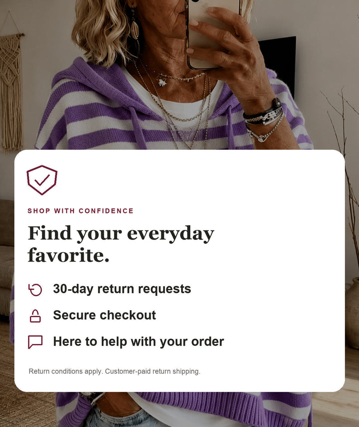 Purple Striped Hooded Poncho Sweater