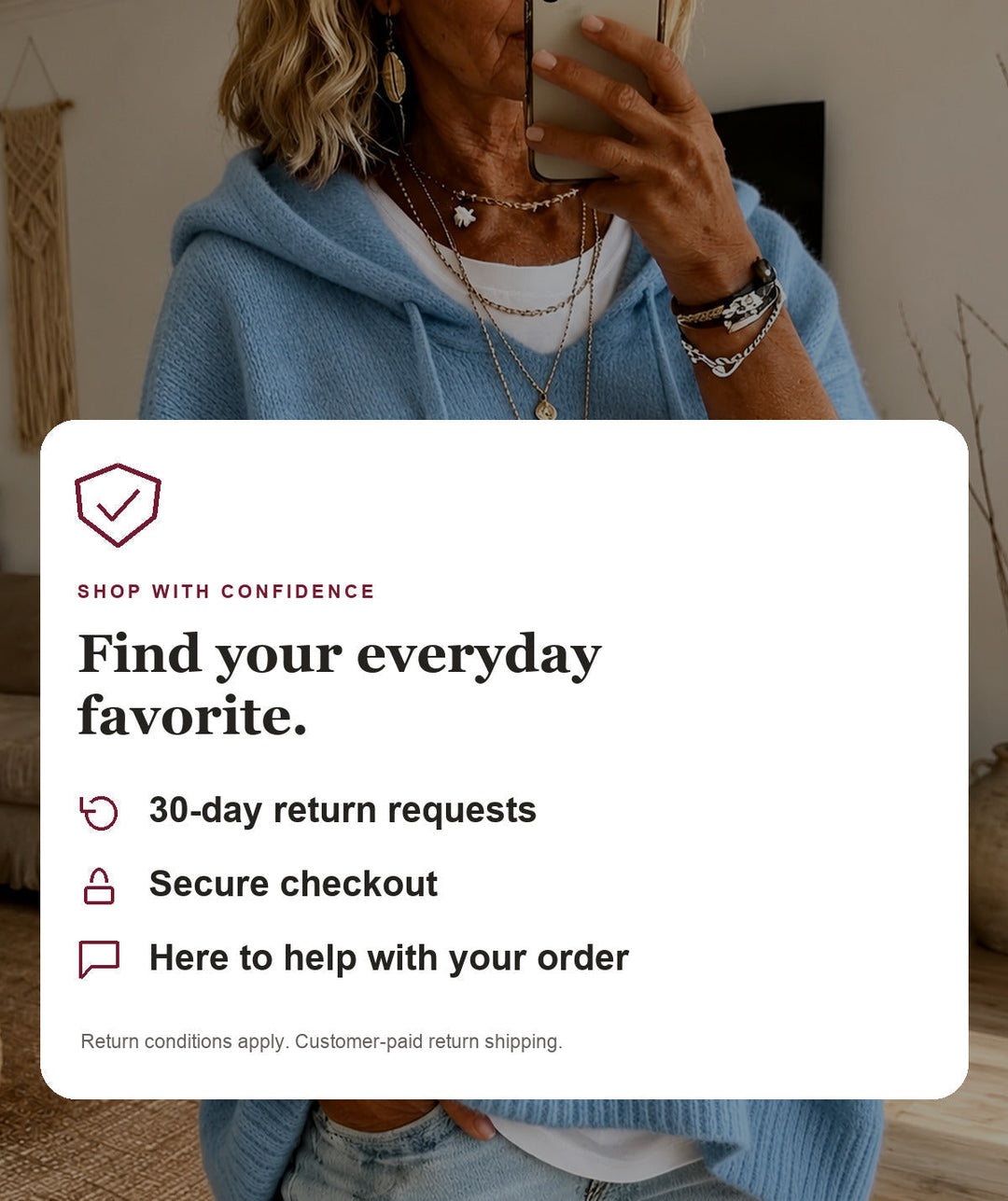 Sky Blue Hooded Poncho Sweater