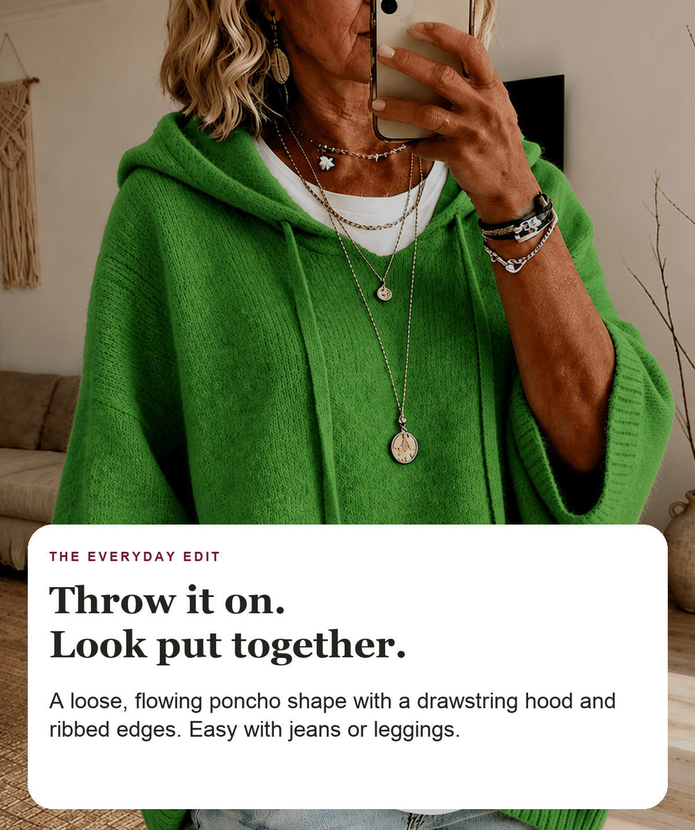 Green Hooded Poncho Sweater