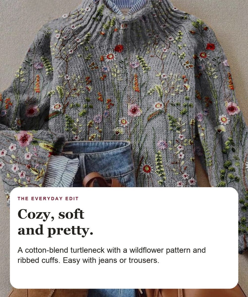 Floral Turtleneck Sweater