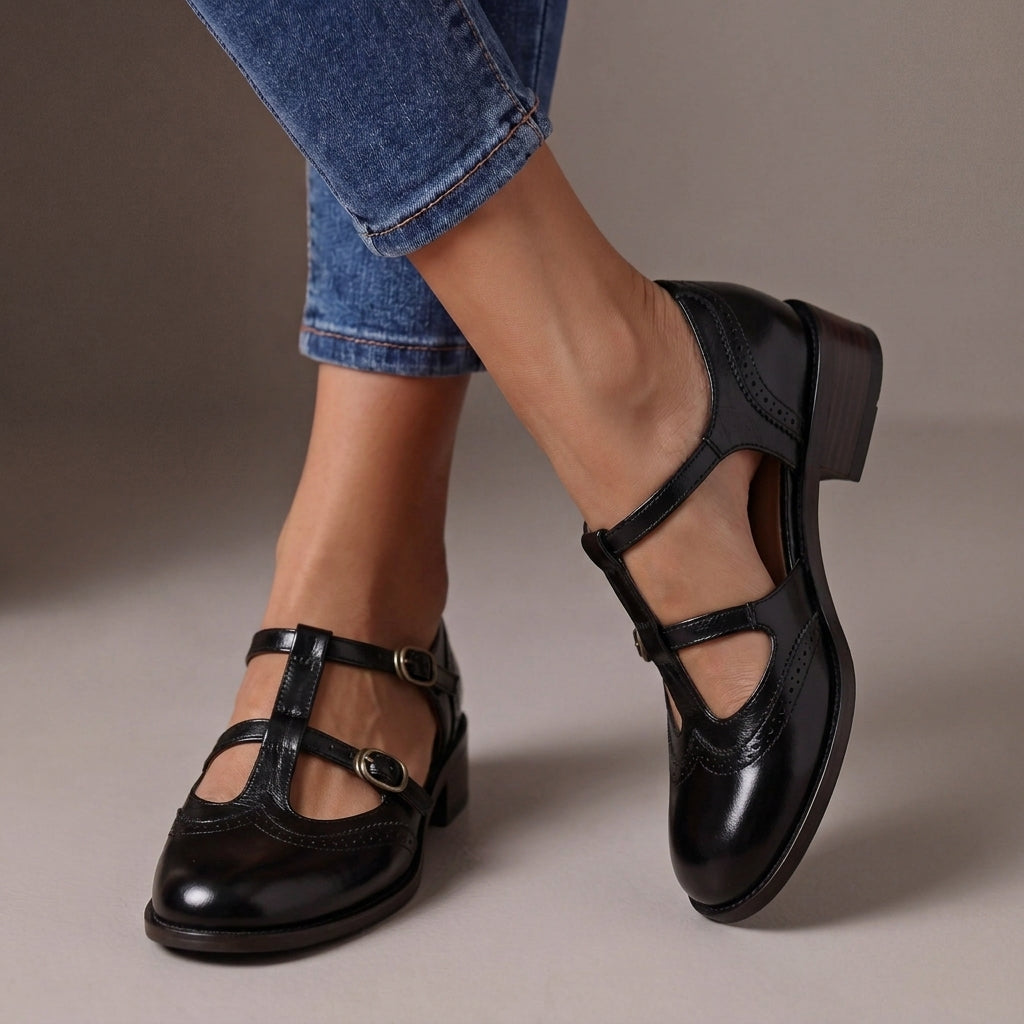 Leather Brogue Mary Janes