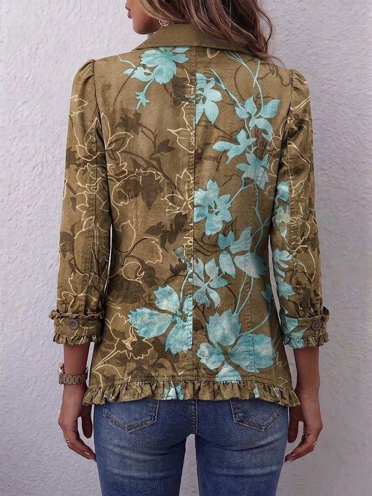 Vintage Gradient Floral Frill Jacket