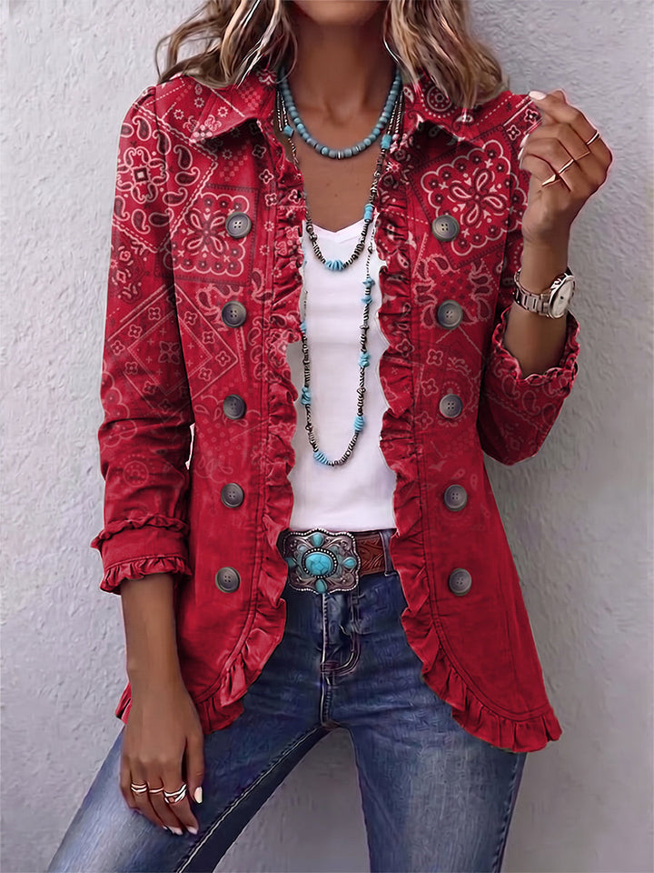 Gradient Paisley Frill Jacket