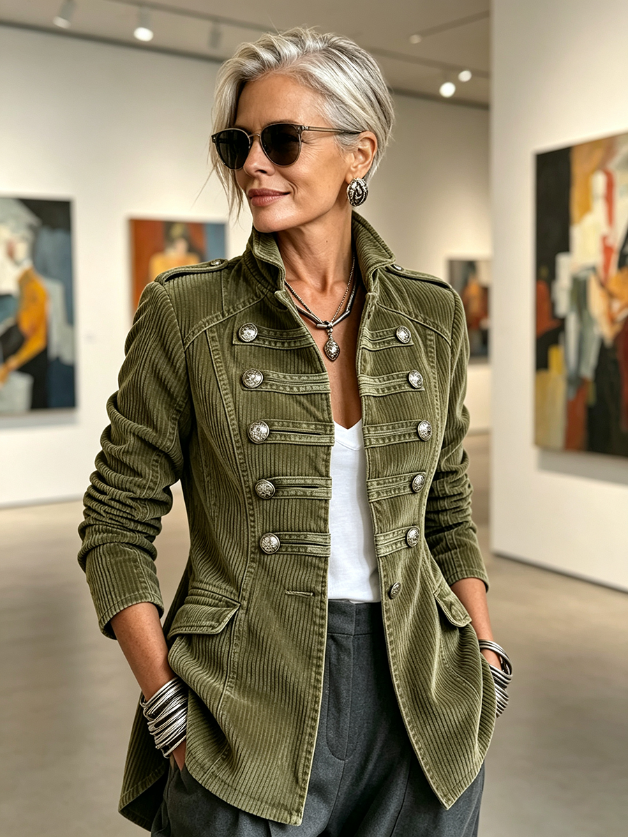 Olive Military Corduroy Jacket