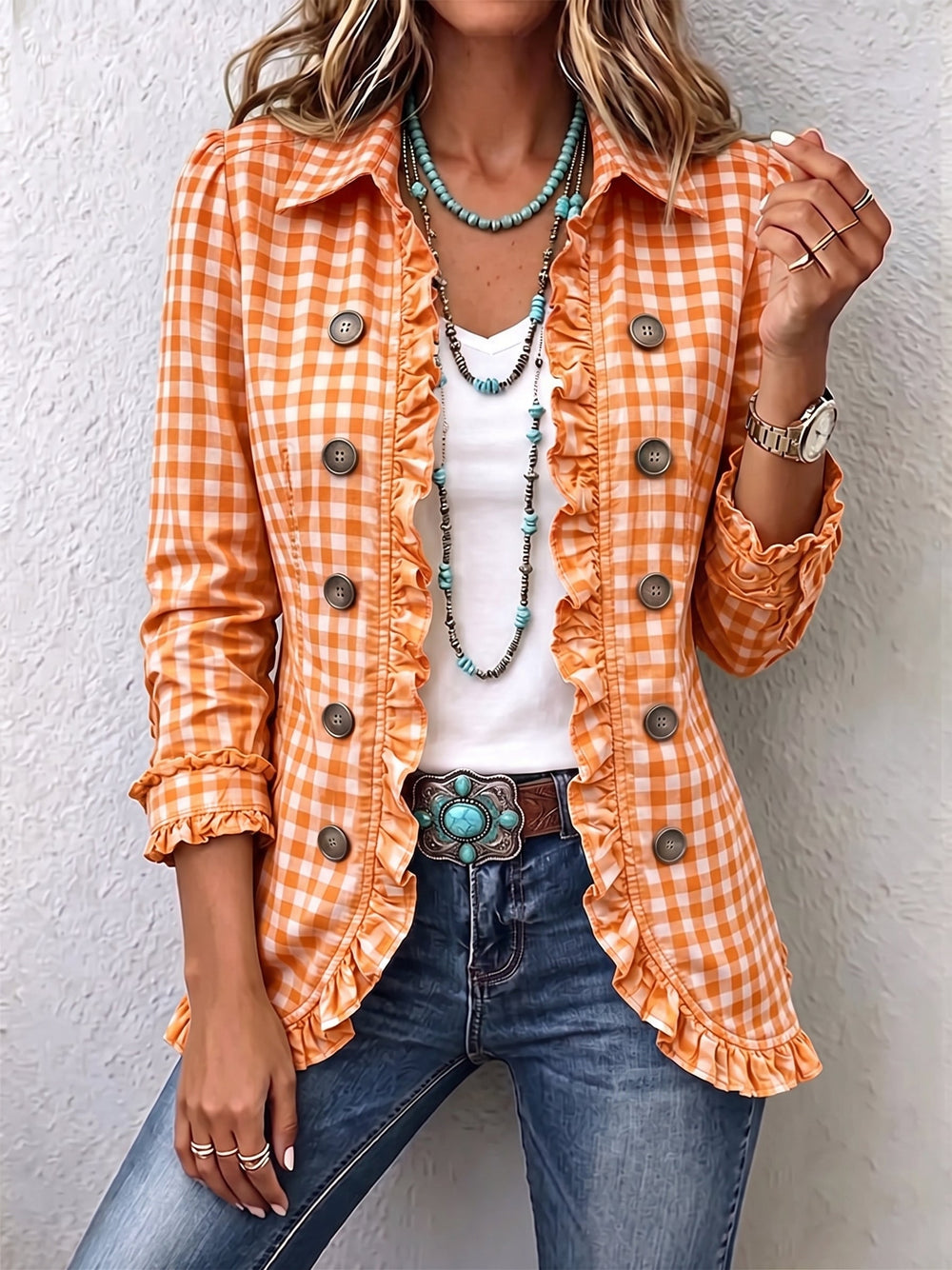 Gingham Frill Jacket