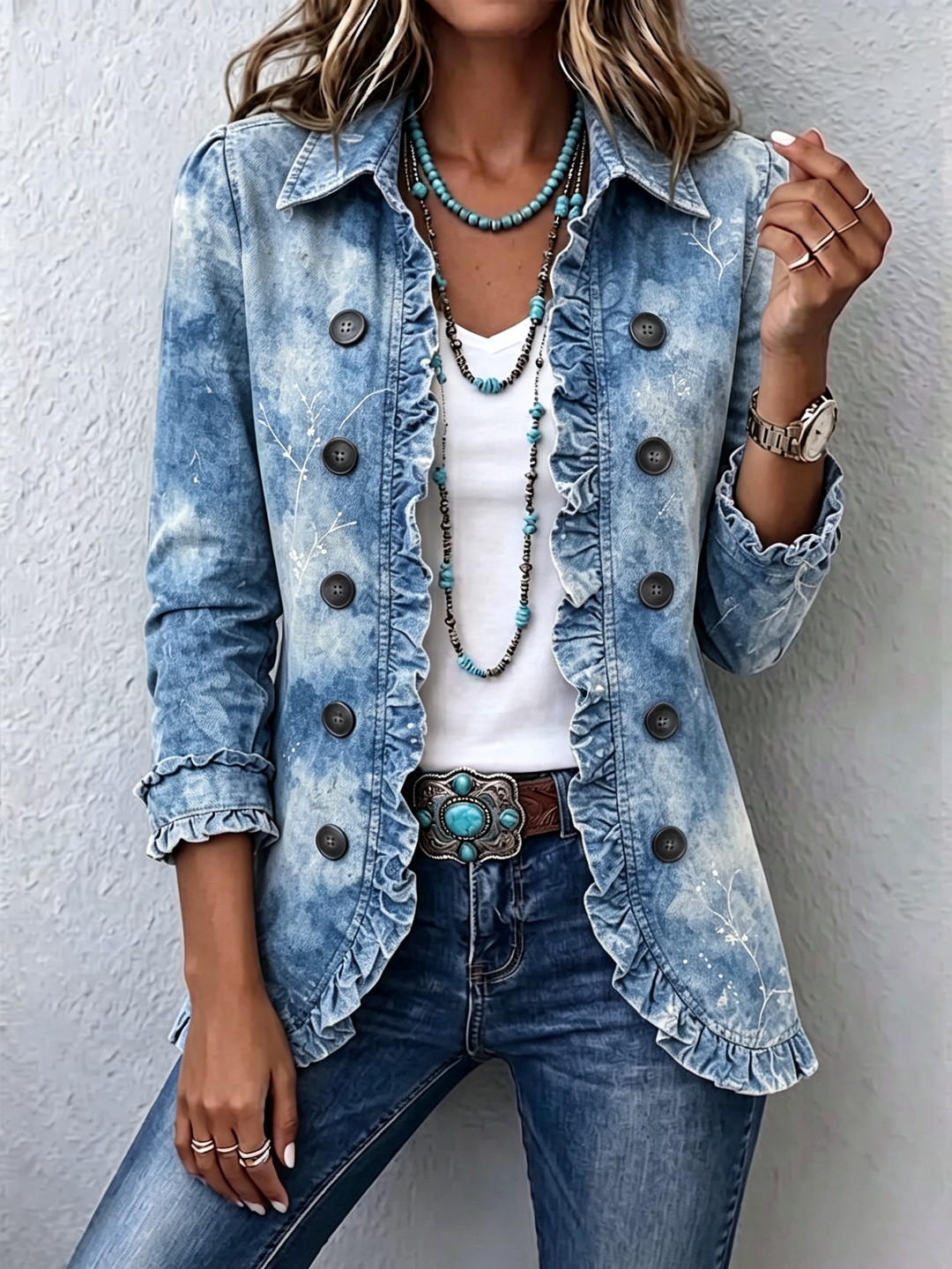 Gradient Botanical Frill Jacket