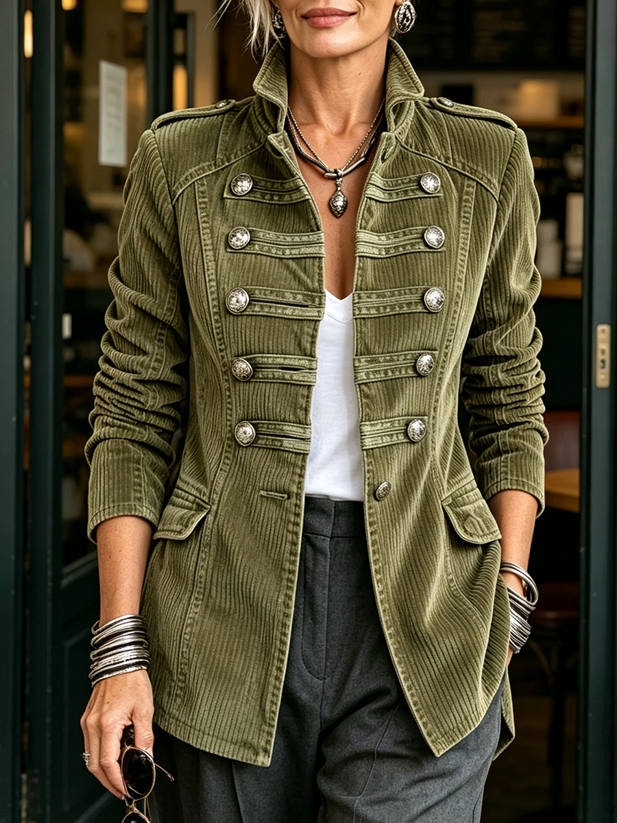 Olive Military Corduroy Jacket